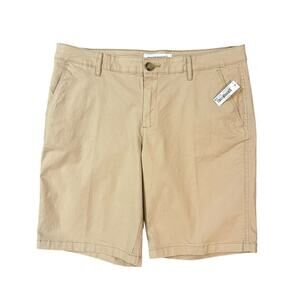 NWT Women’s Chino Khaki Tan Shorts Size 14 Amazon Essentials Casual Mid Rise NEW